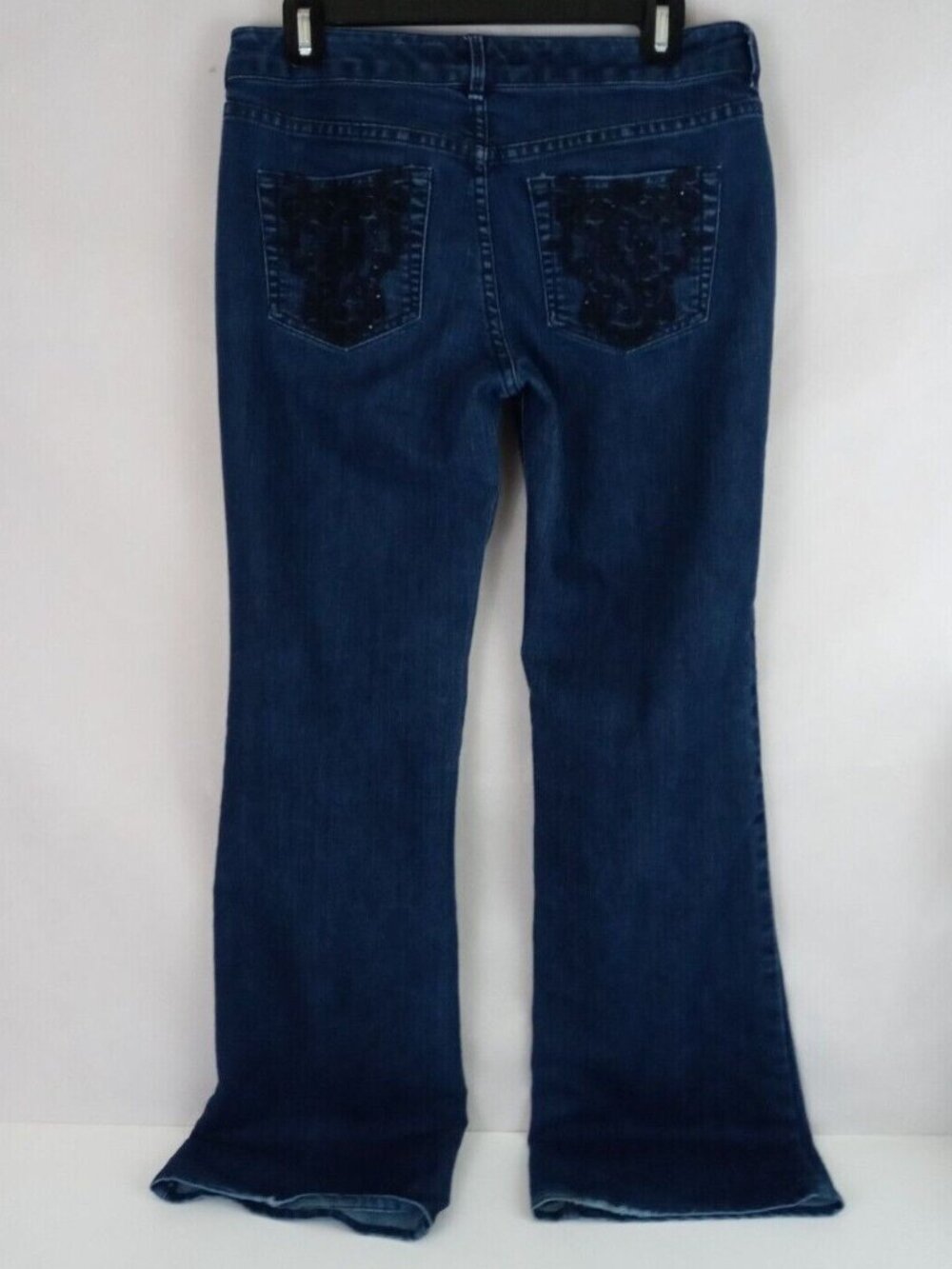 The Limited Women's Dark Wash Low Rise Embroidered Wide Leg Jeans Size 6